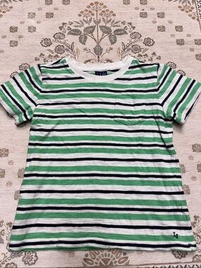 Janie and Jack White, Green & Navy Striped Short Sleeve Tee